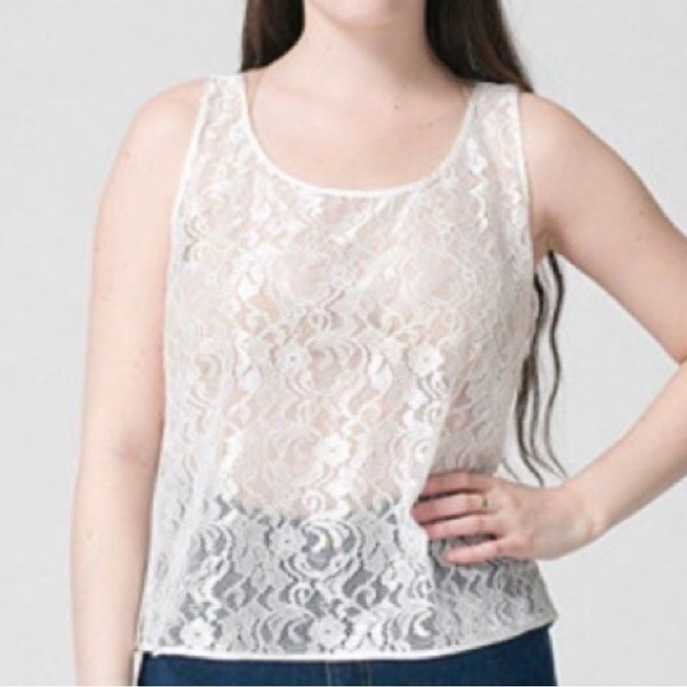 American Apparel White Lace Camisole Tank